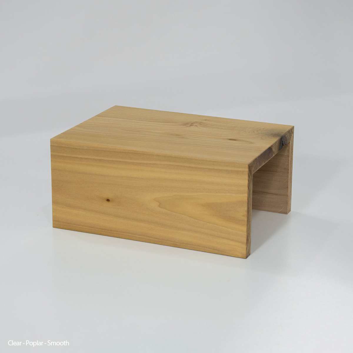 Poplar wood floating shelf with smooth finish, contemporary style, handcrafted for Castle Rock Box Beams projects.