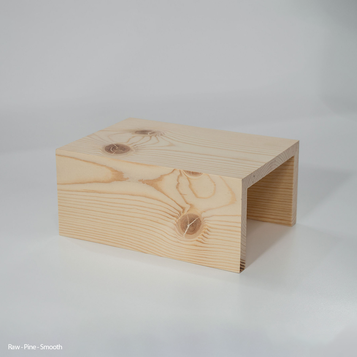 Raw unfinished pine wood floating shelf, smooth contemporary style, natural knotty pine ready to stain or paint
